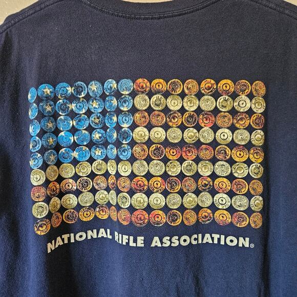 Graphic Short Sleeve Tee Shirt Flag Bullets Medium Blue - Picture 4 of 5